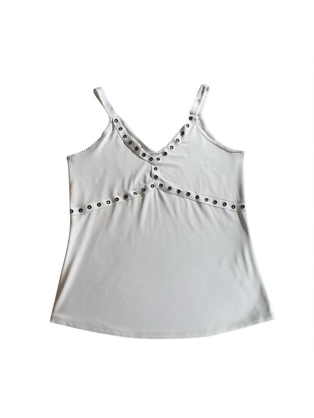 Y2K Cream Studded Grommet Tank Top